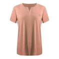 thumbnail image 4 of Summer Tops for Women Mgmyaa Women Tops Plus Size V-Neck Short Sleeve Tops Lace Loose Blouse Fashion Solid Color Fit Casual Tees, Shirts, 4 of 4