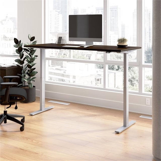 Scranton & Co Engineered Wood 72W Adjustable Standing Desk in Mocha Cherry