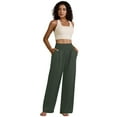 thumbnail image 2 of Womens Wide Leg Pants With Pockets Casual Work Dress Lounge Sweatpants High Waist Stretch Comfy Loose Trousers, 2 of 7