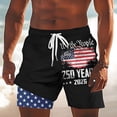 thumbnail image 2 of Soft Men's Patriotic Shorts Swim Trunks with Zipper Pockets Comfy Lightweight Independence Day American Flag High Waist Beach Shorts Black L, 2 of 4