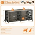 thumbnail image 7 of Laintene Large Dog Crate Furniture, Wooden Dog Kennel with Removable Divider, TV Stand Dog Cage with Dog Bowls, Indoor Pet House, Gray, 7 of 7