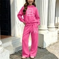 thumbnail image 7 of DJDLJWCJ 2 Piece Girls Outfit Set Long Sleeve Hoodie and Elastic Waist Wide Leg Pants Set Hot Pink Size 5T, 7 of 7