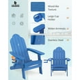 thumbnail image 5 of LUE BONA Folding Adirondack Chair, Chairs Set of 2, Cup Holder, Woodgrain, Fire Pit, Patio, Pool, Blue, 5 of 6