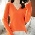 thumbnail image 5 of Duoif Womens Sweaters Light Sweaters for Women Long Sleeve Crew Neck Lightweight Soft Knitted Pullover Knitted Blouse Sweaters for Women Trendy Orange XL, 5 of 8