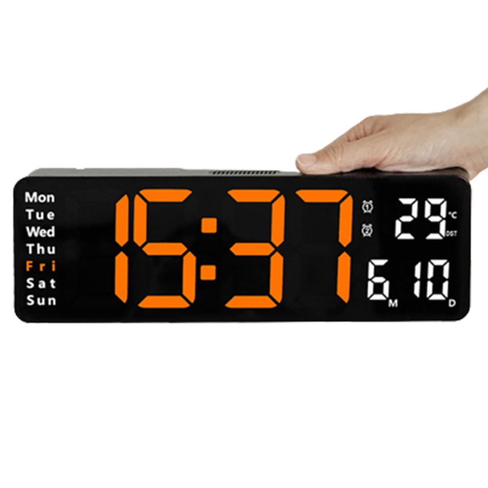 Large Screen LED Wall Mounted Clock Simple Temperature Date Electronic ...