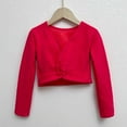 thumbnail image 4 of AHTJRT Girls Ballet Wrap Sweater Fashion V Neck Long Sleeve Cropped Dance Tops Fall Winter Lightweight Comfy Soft Pullover Hot Pink 11-12 Years, 4 of 7