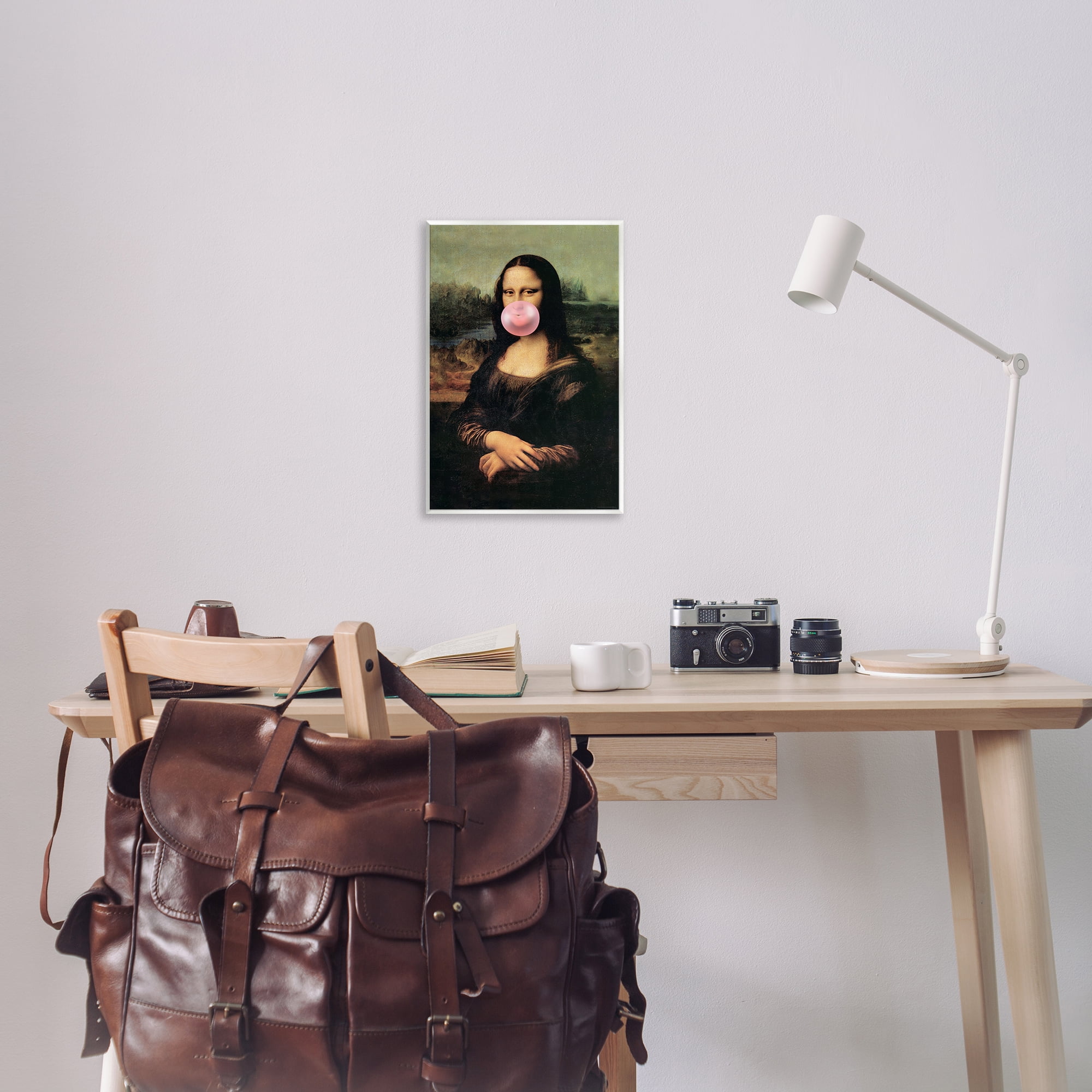Stupell Industries Mona Lisa & Bubblegum Novelty & Humor Painting Unframed Art Print Wall Art, 13 x 19