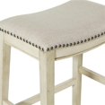 thumbnail image 6 of Pemberly Row Saddle Stool Beige Fabric & Antique White Base & Nailheads 2 Pack, 6 of 6
