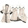 thumbnail image 2 of Lingerie Sleepwear Women Lace Robe Dress Set Pajamas Nightdress Silk, Front-Zip Bustier with Removable G-String, Satin Camisole with Side Tie Closure, Cut-Out Lingerie for Body Chain Styling, 2 of 4