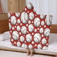 thumbnail image 5 of Red Baseballs Pattern Hooded Bath Towel，60"x35" for Ages 3 To 12 Kids, Quick Dry Lightweight Soft Microfiber Hood Beach Towel Cover Up for Kids, 5 of 7