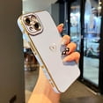 thumbnail image 2 of Compatible with iPhone 13 Case for Women Girls, Cute Gold Plating Love Heart Phone Case, Shockproof Full Camera Lens Protection Phone Cases for iPhone 13-6.1'' Light Blue, 2 of 13