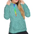 thumbnail image 5 of Yiaed Teal Green Glitter Print Womens Casual Hoodies Crew Neck Long Sleeve Sweatshirts With Pocket Pullover Tops Women's Hooded Sweatshirt-XX-Large, 5 of 5