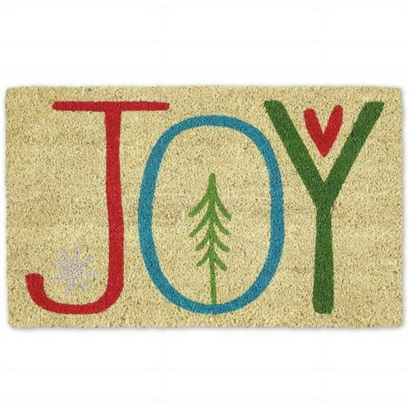 18 x 30 in. Joy Print Coconut Coir Doormat