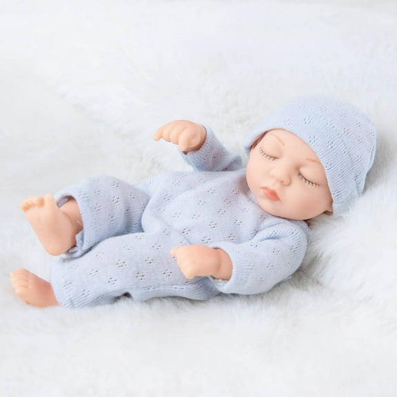 Ke1Clo Reborn Doll under $5! 18cm Simulation Baby with Pacifier Bib for Kids Gift Soft Rubber Toy Adjustable Limbs Collectible Companion