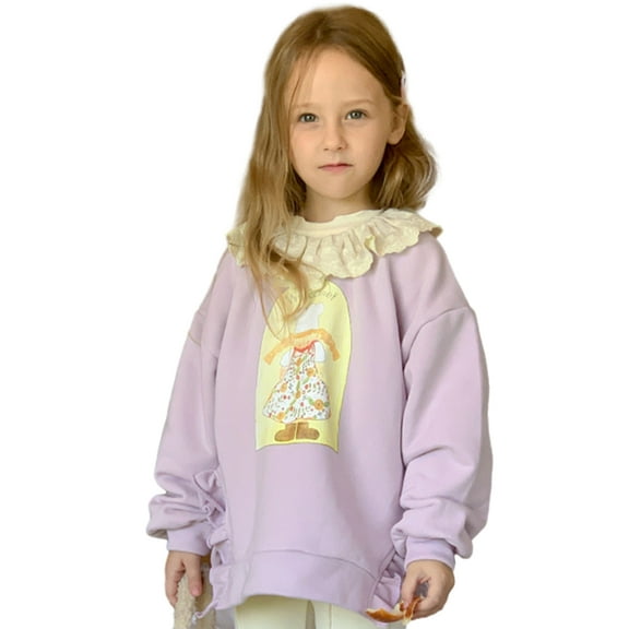 LYMAYTER Kids Girls Pullover Toddler Cute Cartoon Sweatshirt Baby Sweat for 1-7 Years