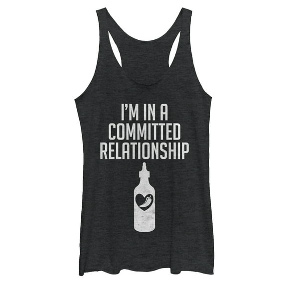 Women's CHIN UP Relationship with Hot Sauce  Racerback Tank Top Black Heather Large