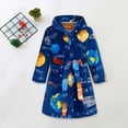 thumbnail image 2 of TOWED22 Boys' Hooded Bathrobe Kids Plush Fuzzy Fleece Robe Teen boy Soft Spa Robe Girls Sleepwear pajamas Toddler Nightgown(Dark Blue,6-7 Y), 2 of 6