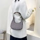 thumbnail image 5 of Bolso de hombro retro de cuadros para mujer | Bandolera de piel sintética con forma de media luna | Correa ajustable para uso diario y viajes | Tamaño compacto con solapa y múltiples bolsillos, 5 of 9
