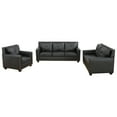 thumbnail image 2 of Aukfa 3-Piece Module Sofa Set for Living Room, 3-Seater Deep Seat Couch, Loveseat, Armchair, Leather, Black, 2 of 11