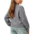 thumbnail image 5 of BXJX Girls Knit Cotton Sweaters, Long Sleeve Crew Neck School Stretchable Pullover Tops Dark Gray Size 4-5 T, 5 of 6