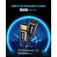 thumbnail image 2 of Cable de extensión USB C CLEEFUN de 0,3 m/1 pie USB C 3.2 macho a hembra, 2 of 7