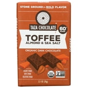 Taza Chocolate 60% Dark Chocolate Bar, Toffee Almond & Sea Salt, 2.5 Oz