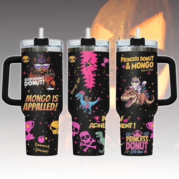 Princess Donut And Mongo 40oz Tumbler, Dungeon Crawler Carl Stainless Tumbler, Fantasy Book Drinkware Tumbler, Bookish Tumbler