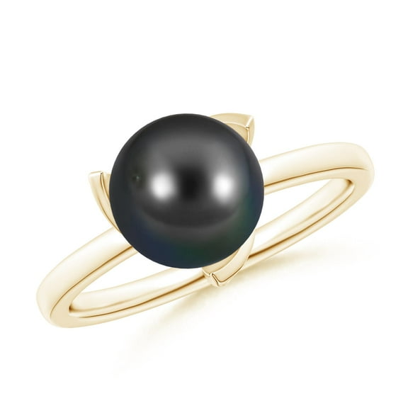 ANGARA Trillium Tahitian Cultured Pearl Solitaire Ring in 14K Yellow Gold for Women | June Birthstone, Birthday, Anniversary, Jewelry Gift for Women | Pearl Ring
