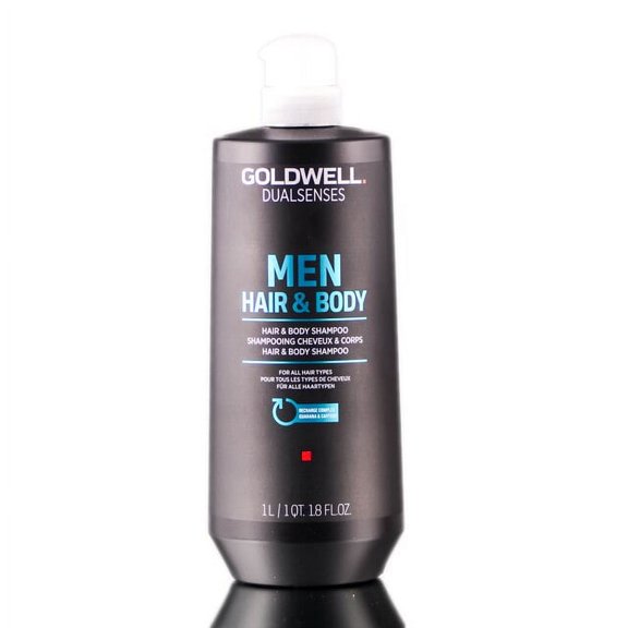 Goldwell DualSenses for Men Hair and Body Shampoo, 33.8 oz, Pack of 1 w/ Sleek Teasing Comb