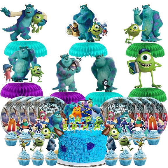 Monster University Party Supplies Decor Plates Fans Decorations Honeycomb Centerpieces Cake Toppers