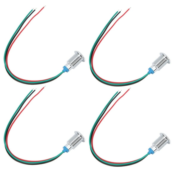 4 juegos de LED redondos precableados, resistentes al agua y al polvo, de cátodo común de 2 colores, 10 mm, 110-220 V (rojo y verde)