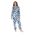 thumbnail image 4 of Adult Christmas Onesie Blue Gray and White Dots Zipper One-Piece Pajamas Unisex with Pockets, 4 of 6