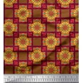 thumbnail image 1 of Soimoi Rayon Crepe Fabric Check & Mandala Decorative Fabric Prints By Yard 46 Inch Wide, 1 of 3