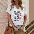 thumbnail image 4 of Love Heart Tee Shirt Women Cute Valentine's Day Tops Short Sleeve T-Shirts Notch V Neck Basic Tees, 4 of 6