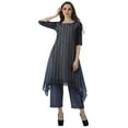 thumbnail image 2 of Moomaya Womens Kurti Kurta Pant Set Boat Neck Printed 2 Piece Dress Ethnic Wear, 2 of 6