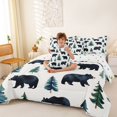 thumbnail image 3 of Castle Fairy Watercolor Wildlife Bear Queen Bedding 7pcs,Cartoon Jungle Animal Bedding Comforter Set Queen,Black Sage Off White,Reversible, 3 of 7