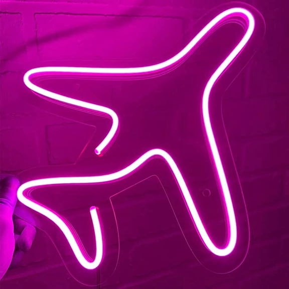 LINLIN Neon Night Light, Airplane Neon Sign, LED Acrylic Neon Sign for Bedroom Kids Room Teen Boys Room Game Room Birthday Party Decor