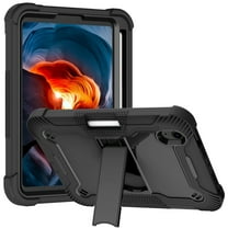 Dteck Case for Apple iPad mini 6th Generation 8.3" (2021),Shockproof Rugged Rubber Armor 3-Layer Protection Case Hybrid Hard Kicstand Cover for iPad mini 2021,Black