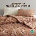thumbnail image 6 of Regency Heights Full/Queen Quilted Plush Comforter Set, 3-Piece Reversible Feather-Soft Bedding Sets, Textured Sherpa Comforter Bed Set for All Season, Brown, 6 of 13