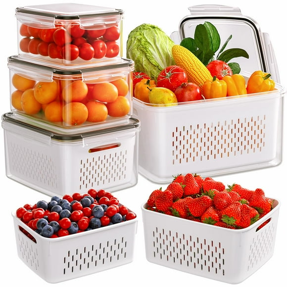 Recipientes de almacenamiento de frutas Winproper 4 en 1, paquete de 5 con tapas