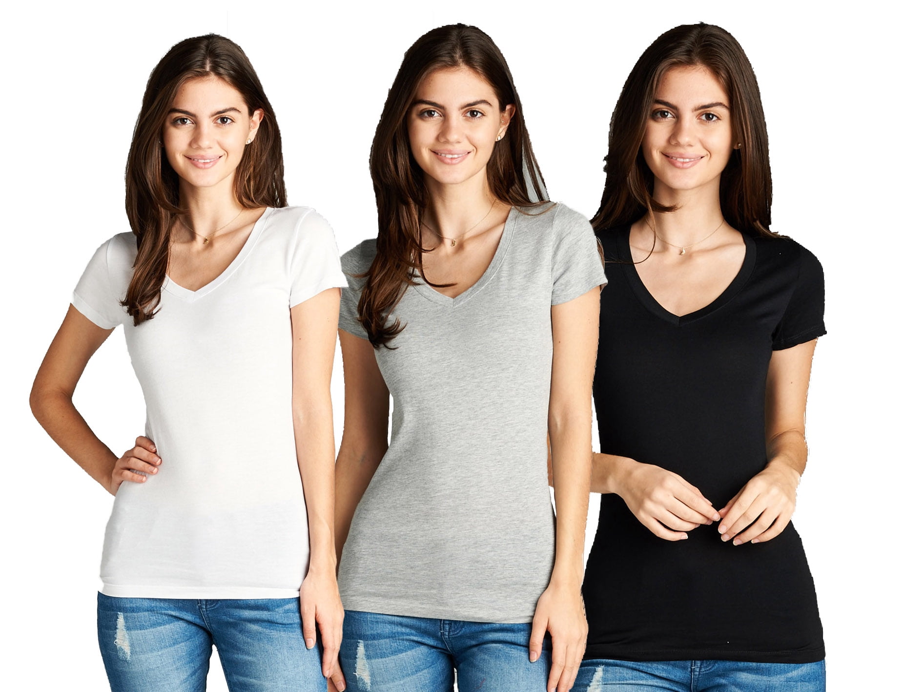 Active Basic Women's V Neck T Shirts 