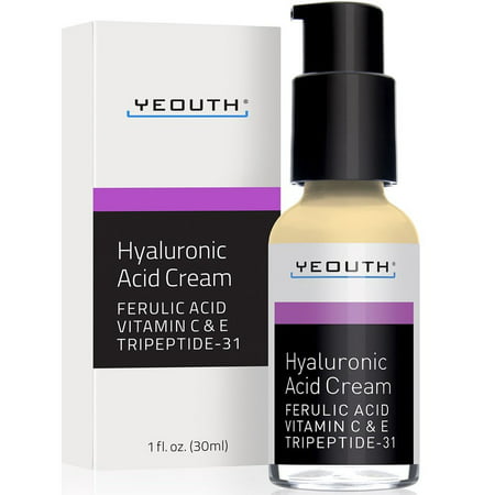 YEOUTH Hyaluronic Acid Cream Face Moisturizer for Dry Skin, Anti Aging Face Cream, Anti Wrinkle, Pore Minimizer, Even Skin Tone with Vitamin C, Vitamin E, Ferulic Acid, Tripeptide