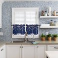 thumbnail image 5 of Blue Christmas Kitchen Curtains and Valances Set, Rod Pocket Curtains Tier Farmhouse Window Curtains 24 Inch Length, Winter Snowflake Xmas Ball Stripes 3 Piece Kitchen Curtains Set, 5 of 6