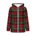 thumbnail image 6 of CaComMARK PI Women's Fleece Lined Zip Up Hoodie Long Sleeve Jacket Lightweight Plaid Print Tops with Pockets Red-A, 6 of 7