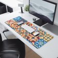 thumbnail image 2 of Long Mouse Pads for Desk,Multicolor Ethnic Geometric Patchwork Desk Mats on Top Of Desks, Desk Mouse Pad Extra Large with 3mm Non-Slip Base and Stitched Edge for Gaming,Work,Home 31.5"x11.8", 2 of 5