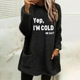 thumbnail image 2 of Lovskoo Women's Fuzzy Fleece Sweatshirt Pullover Tops Crewneck Long Sleeve Pocket Printed Winter Thick Warm Plush Top Black, 2 of 5