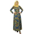 thumbnail image 1 of Bimba Womens Muslim Printed Jilbab Dress Designer Abaya With Pockets & Hijab, 1 of 7