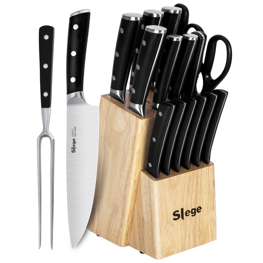 GlowSol Black Kitchen Knife Set of 6, Kitchen Knife Set with Sheath, German  High Carbon Stainless Steel Chef Knives Set of 6, Ultra Sharp Knives Set