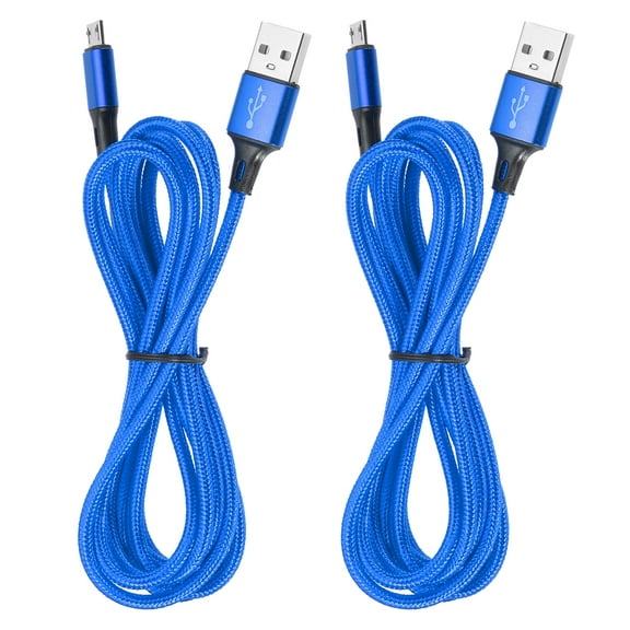 2 Pcs Controller Charger Cable, 6Ft USB A to Micro USB Cable USB Cable Micro USB Cable Charging Cable USB Cable Fast Charging Phone Charger Cord, Blue
