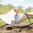 thumbnail image 5 of SUNCREAT Hammocks for Outside with Stand, Porch Hammock and Stand, 475 lbs Capacity, Patent Pending, Beige, 5 of 7